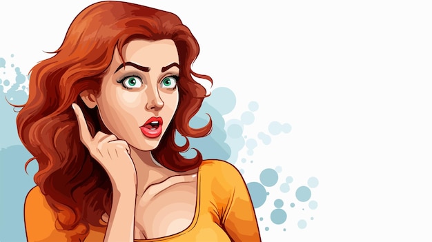 Offended Woman Covering Herself with Speech Bubble Cartoon Illustration