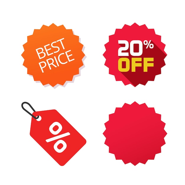 Offer promo special best price tag icon or discount off sale label badge product shop sticker