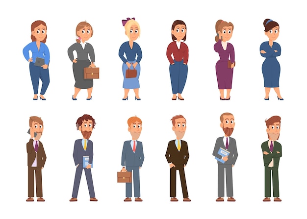 Office business people set Corporate professionals managers and businessmen Professional workers isolated cartoon team decent vector characters