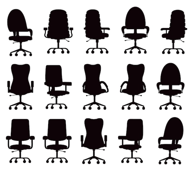 Office Chair Collection isolated Vector Silhouettes