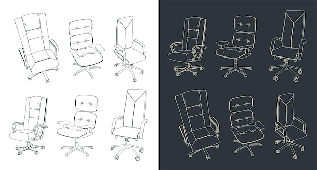 Office chairs drawings Set