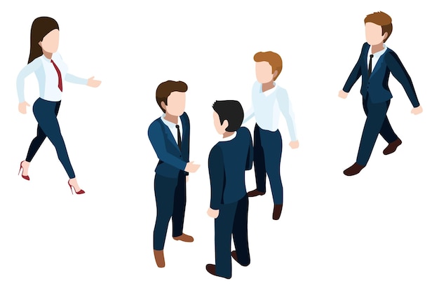 Office conversation scene Isometric business people talking