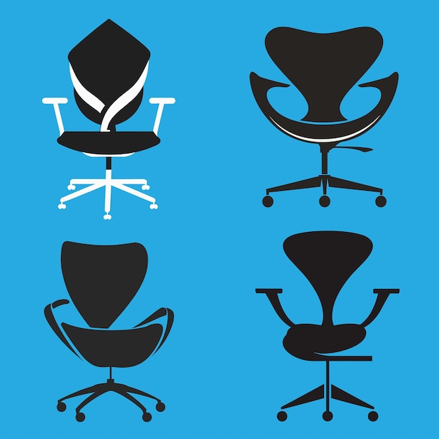 Vector office desk chair icons set simple set of office desk chair vector icons for web design