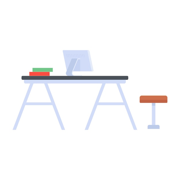 Office desk flat icon design 