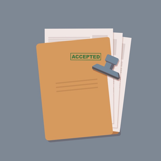 Office documents in the folder with stamp accepted