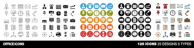 Office icons set collection graphic design