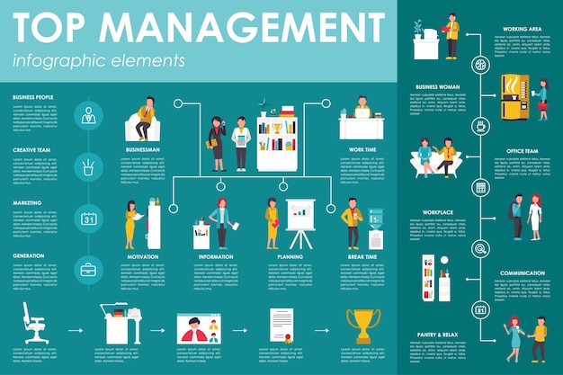 Office infographic flat vector illustration