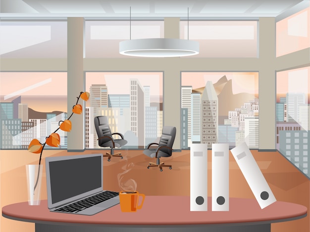 Office interior vector business background