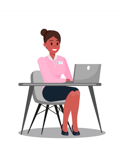 Office Manager Using Laptop Vector illustration