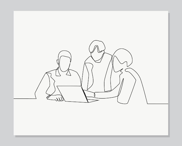 Office meeting continuous one line illustration