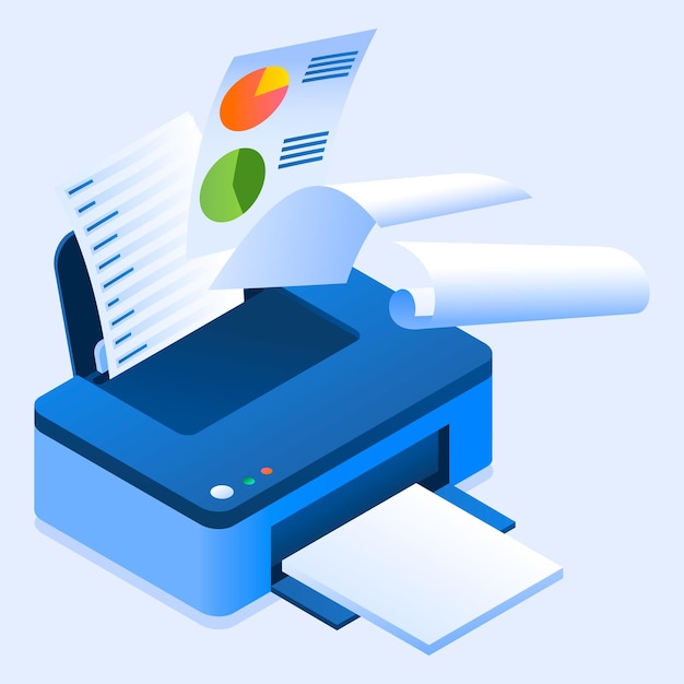 Vector office printer icon isometric of office printer vector icon for web design isolated