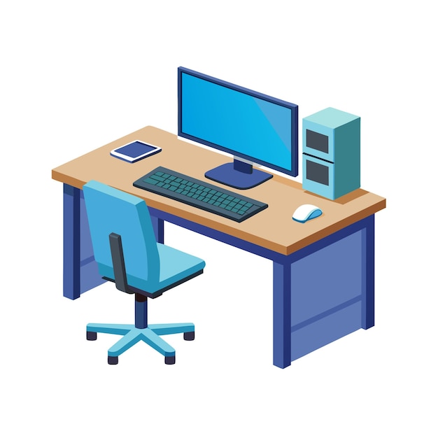 Office themed setup and equipment vector illustration