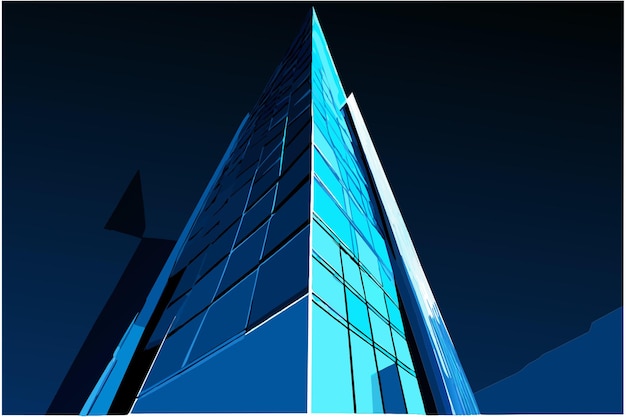 Vector office tower perspective vector illustration