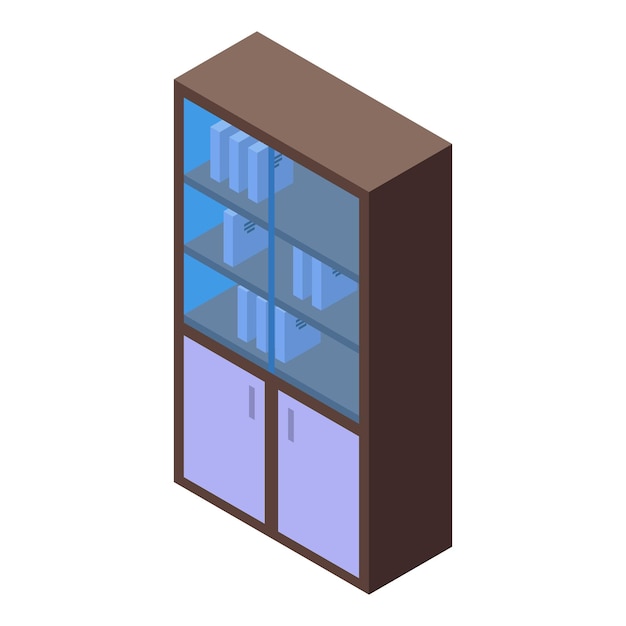 Vector office wardrobe icon isometric vector open cupboard house furniture