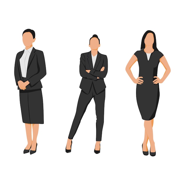 office woman shape illustration set design