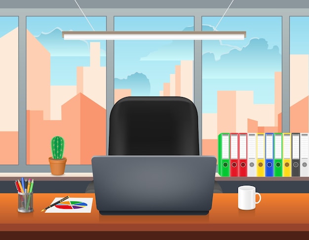 office work space for staff of a company or organization vector illustration