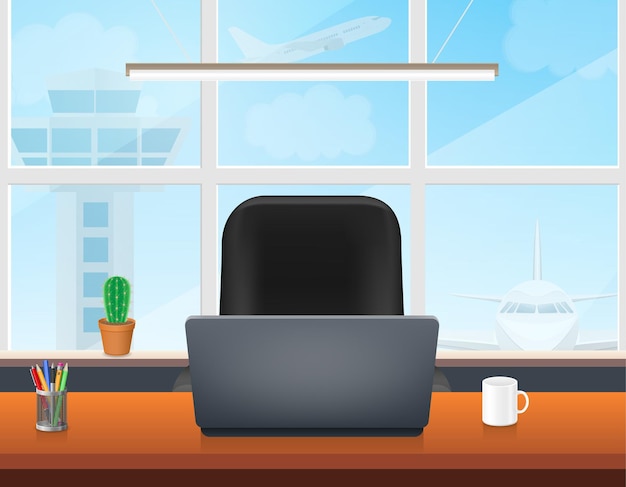 office work space for staff of a company or organization vector illustration