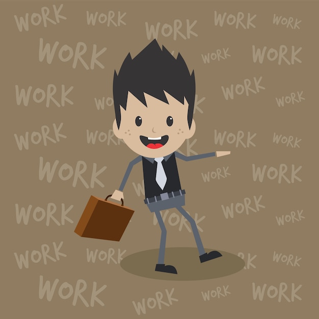 Office worker on the job full task employee cartoon