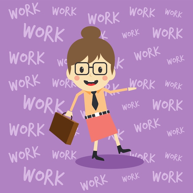 Office worker on the job full task employee cartoon