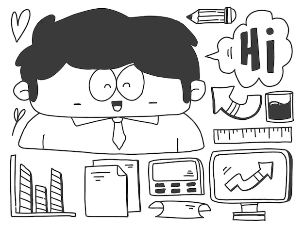 office worker kawaii cartoon doodle design