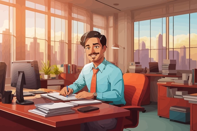 office working cartoon illustration