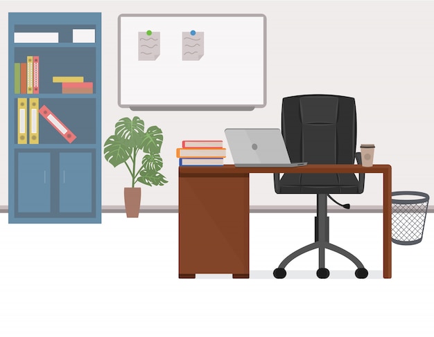 Office workplace illustration in flat style