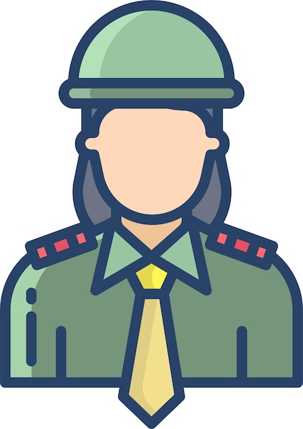 Vector officer linear color illustration