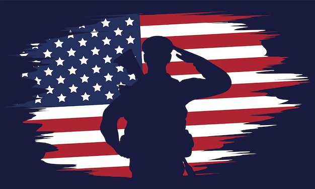 Officer silhouette in flag