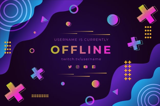 Offline twitch banner in memphis style