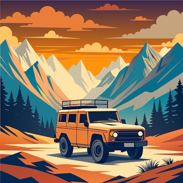 offroad car jeep SUV offroad vector illustration cartoon ATV auto automobile machine