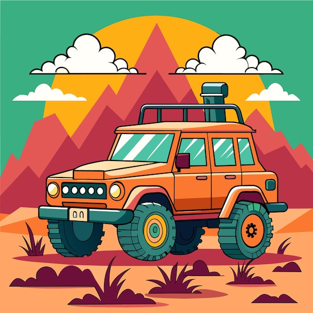 offroad car jeep SUV offroad vector illustration cartoon ATV auto automobile machine