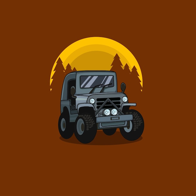 offroad extreme sport jeep cartoon