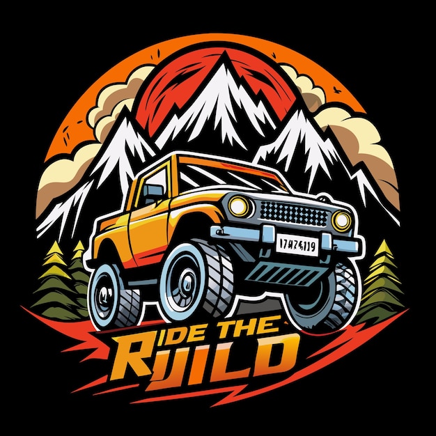 Offroad outdoor vector tshirt design art and Illustration