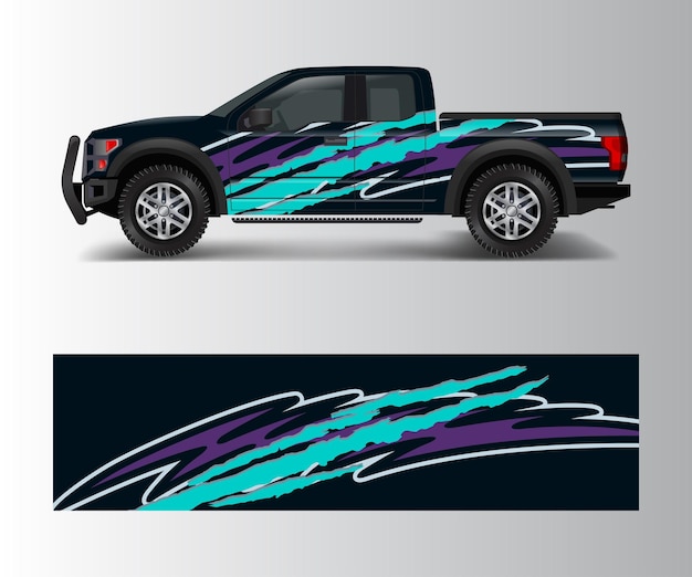 Offroad vehicle wrap design vector Pickup truck decal wrap design vector