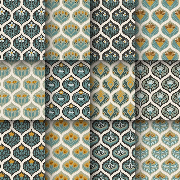 Ogee Flower Vector tile seamless pattern, Lisbon floral mosaic, Mediterranean arabic geometry