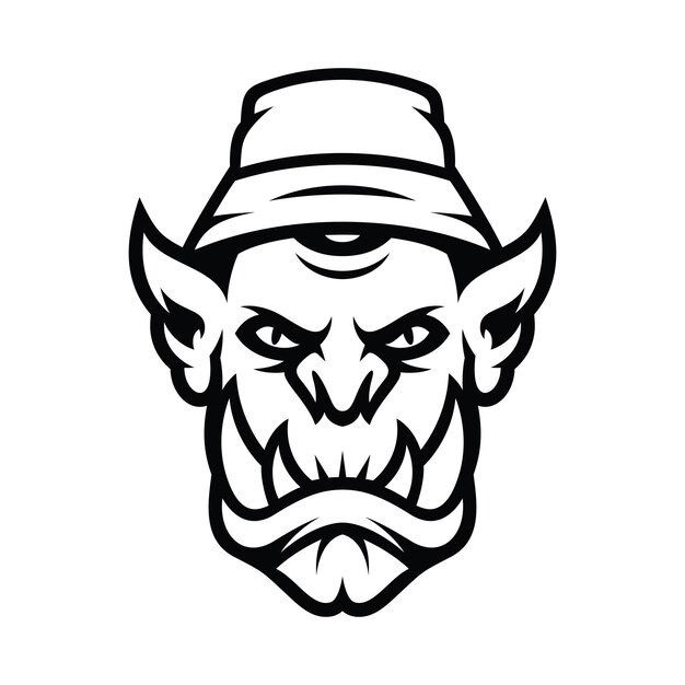 Vector ogre bucket hat outline