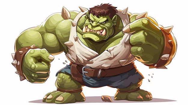 Vector ogre wants to fight cartoon vector illustration