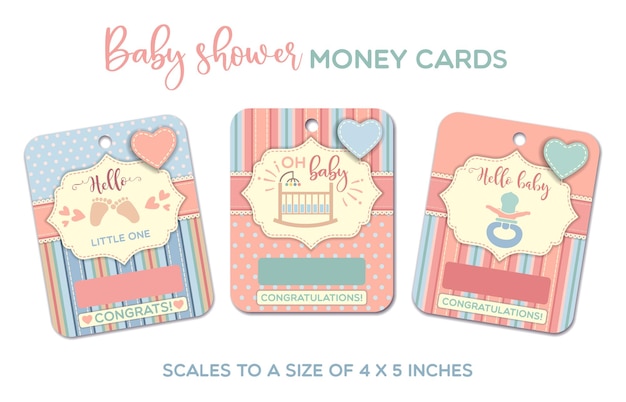 Oh baby Hello little one Hello baby Baby shower greeting cards Baby gift card money card template