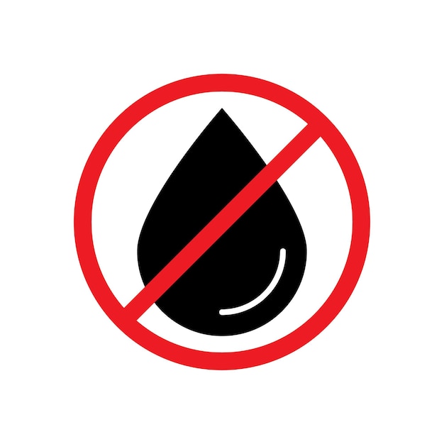 Oil ban not allowed contains no oil drop black white and red vector sign