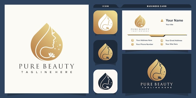 Oil beauty logo with modern line art concept premium vector