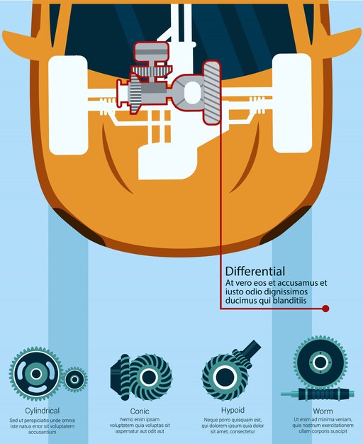 Vector oil change in differental. spare parts scheme.