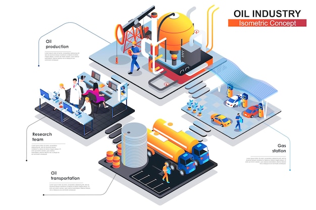 Vector oil dustry isometric concept  flat illustration