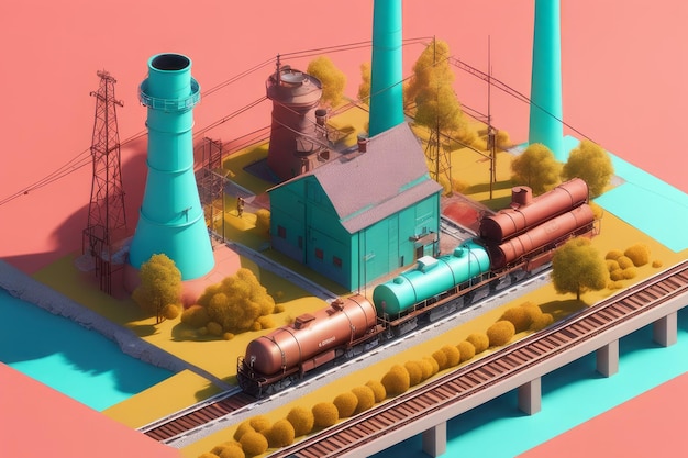 oil factory industrial concept 3d illustration oil factory industrial concept 3d illustrati