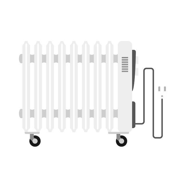 Oil heater radiator icon Flat illustration of oil heater radiator vector icon for web design