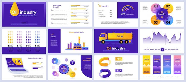 Oil industry presentation slides templates from infographic elements