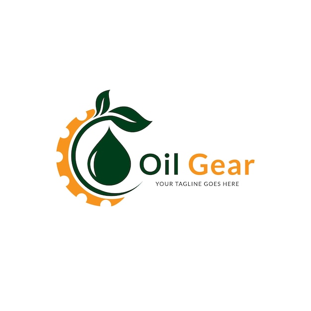 oil leaf gear logo icon vector template