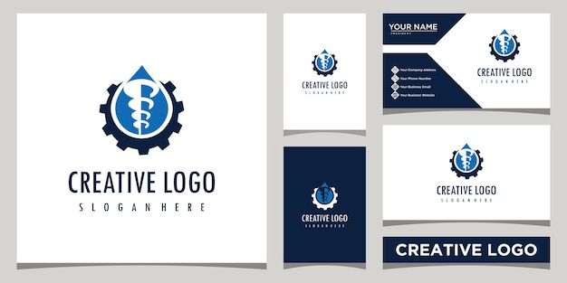 oil logo design template drill and setting with business card design