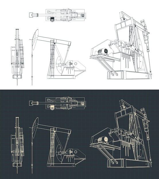 Vector oil pump jack blueprints