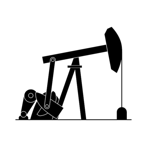 Oil pumping station vector glyph illustration Black shape of petrol pumpjack on white background