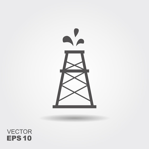 Oil rig vector Flat icon with shadow